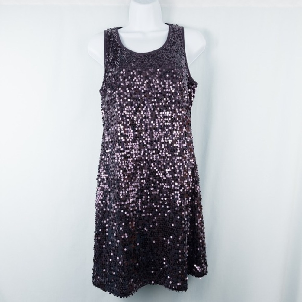 Sleeveless Purple Sequin Mini Shift Dress Medium Swiftie Showgirl Party NYE